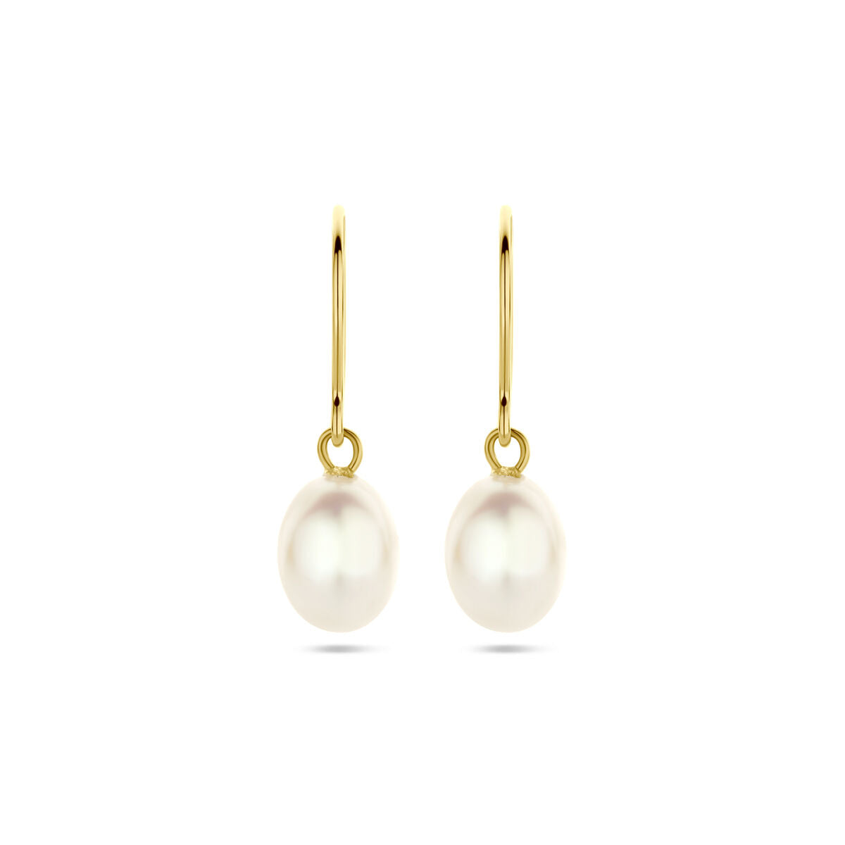 Fantasy Collection Hangende oorbellen franse haak parel 24 mm 14K geelgoud