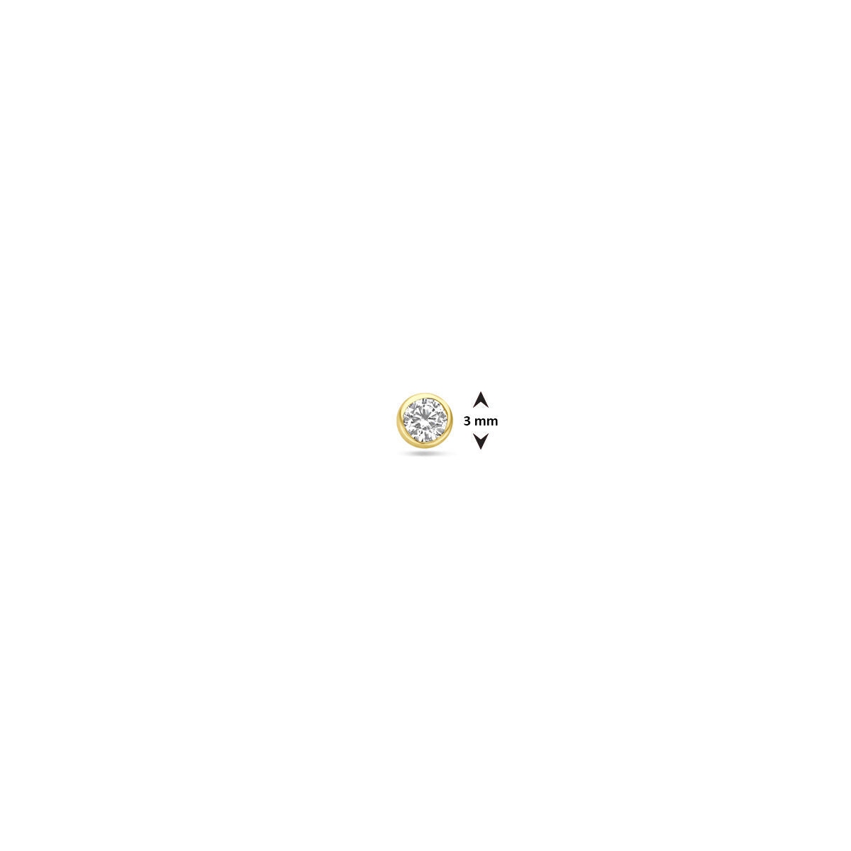 Fantasy Collection Flat back piercing zirkonia 3 mm 14K geelgoud