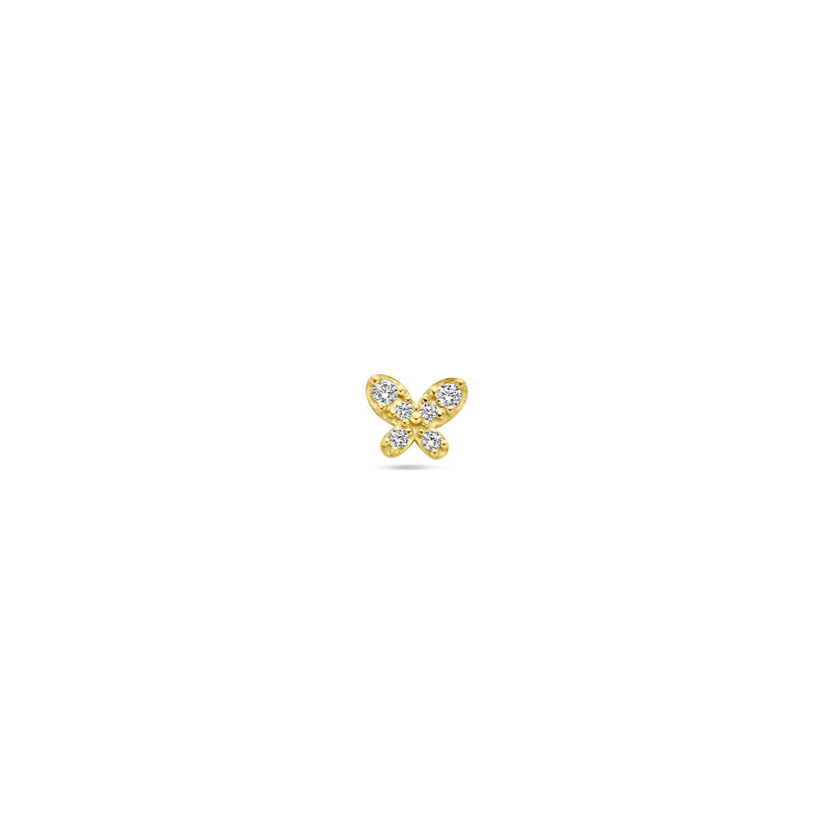 Fantasy Collection Flat back piercing vlinder zirkonia 4,5 mm 14K geelgoud