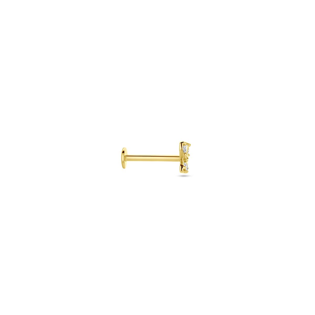 Fantasy Collection Flat back piercing vlinder zirkonia 4,5 mm 14K geelgoud