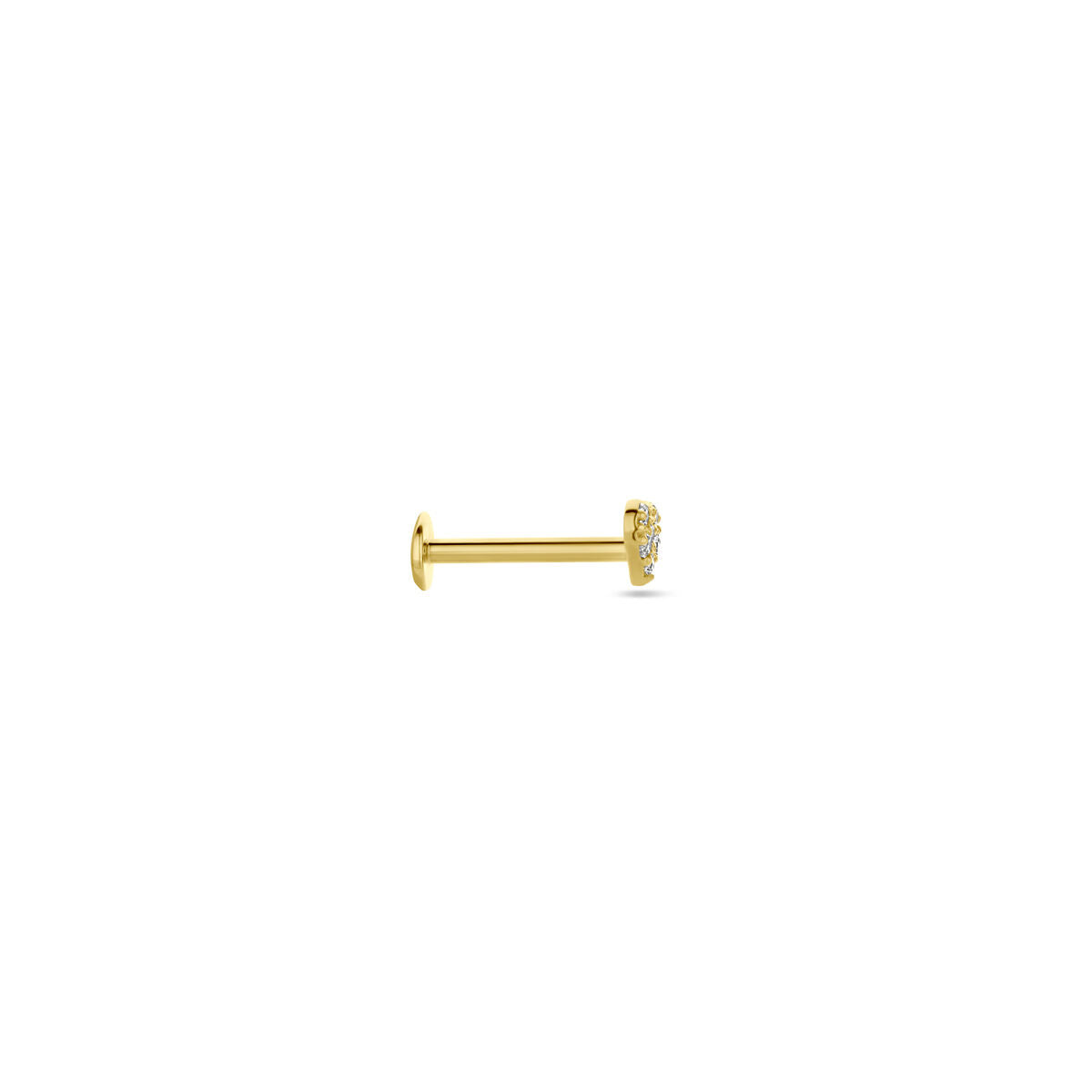 Fantasy Collection Flat back piercing hartje zirkonia 3,5 mm 14K geelgoud