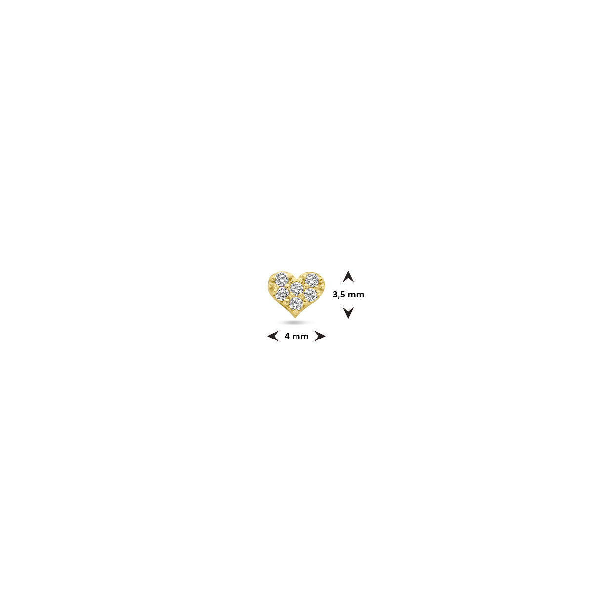 Fantasy Collection Flat back piercing hartje zirkonia 3,5 mm 14K geelgoud