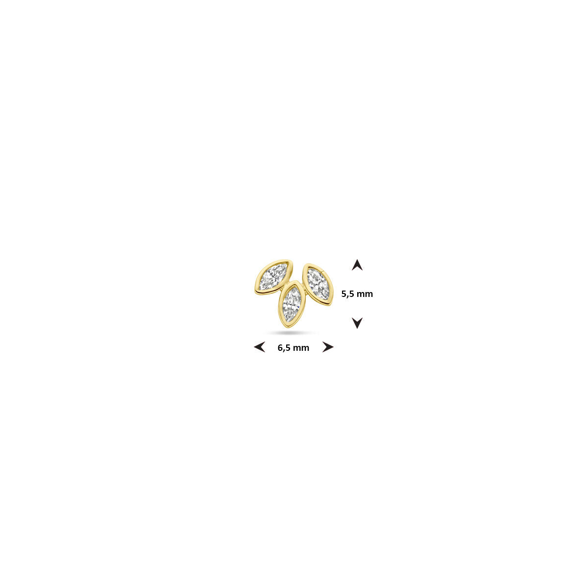 Fantasy Collection Flat back piercing zirkonia 5,5 mm 14K geelgoud