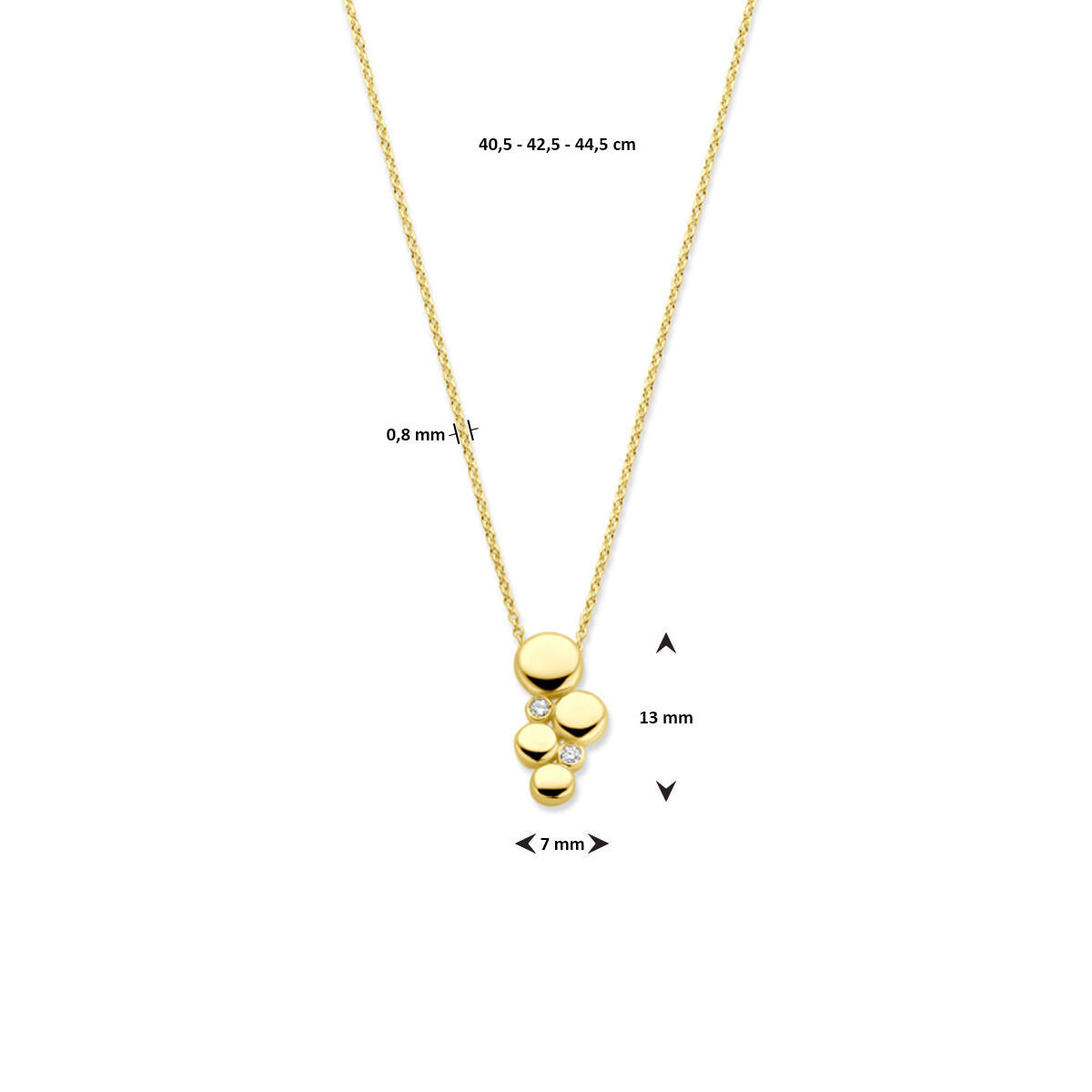 Fantasy Collection Collier diamant 0.02ct h si 41 - 43 - 45 cm 14K geelgoud
