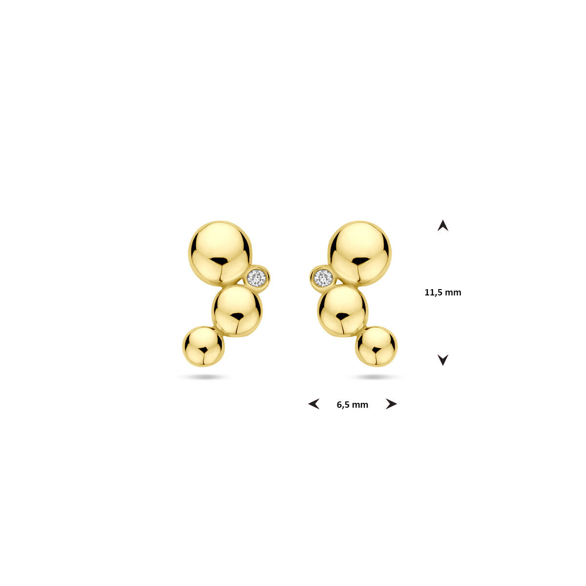 Fantasy Collection Oorbellen diamant 0.02ct (2x 0.01ct) h si 11,5 mm 14K geelgoud