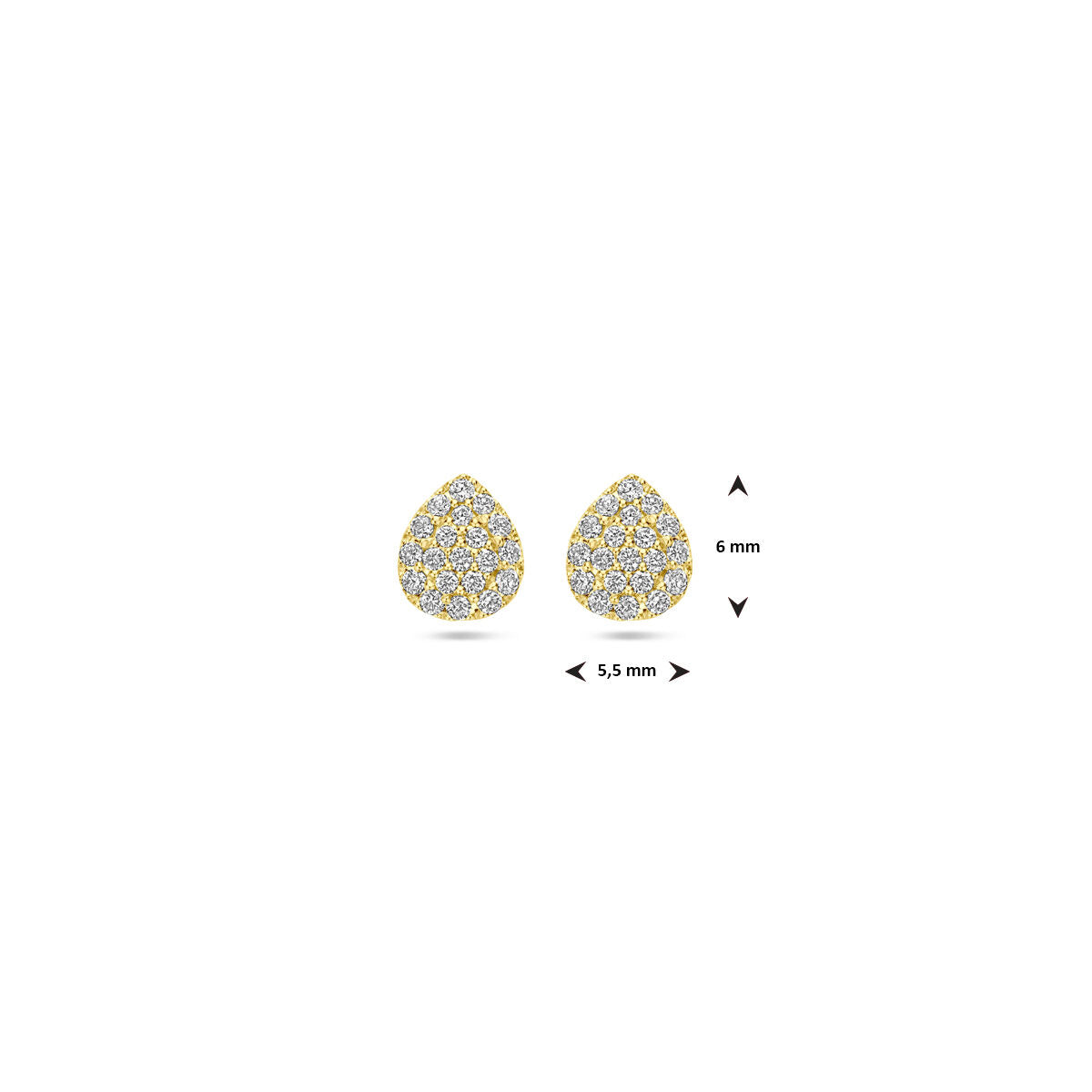 Fantasy Collection Oorbellen druppel diamant 0.21ct (2x 0.105ct) h si 6 mm 14K geelgoud