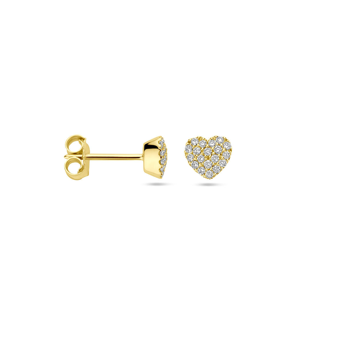 Fantasy Collection Oorbellen hartje diamant 0.18ct (2x 0.09ct) h si 5,5 mm 14K geelgoud