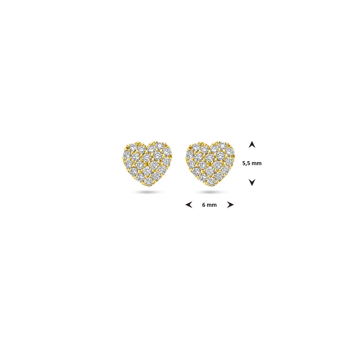 Fantasy Collection Oorbellen hartje diamant 0.18ct (2x 0.09ct) h si 5,5 mm 14K geelgoud