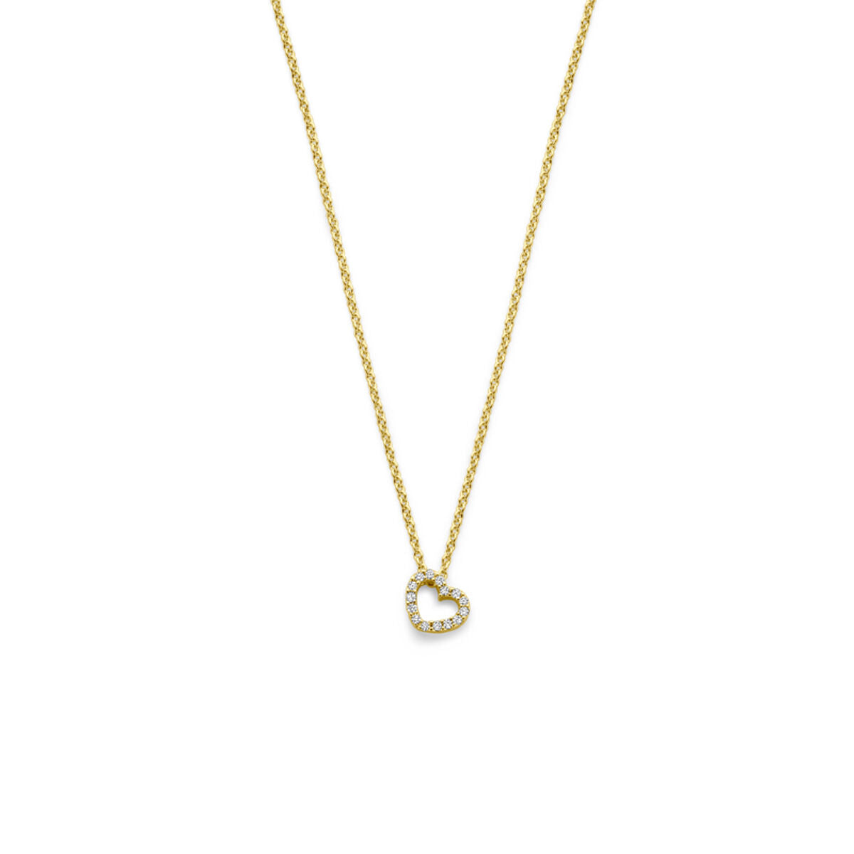 Fantasy Collection Collier hartje diamant 0.04ct h si 40 - 42 - 44 cm 14K geelgoud