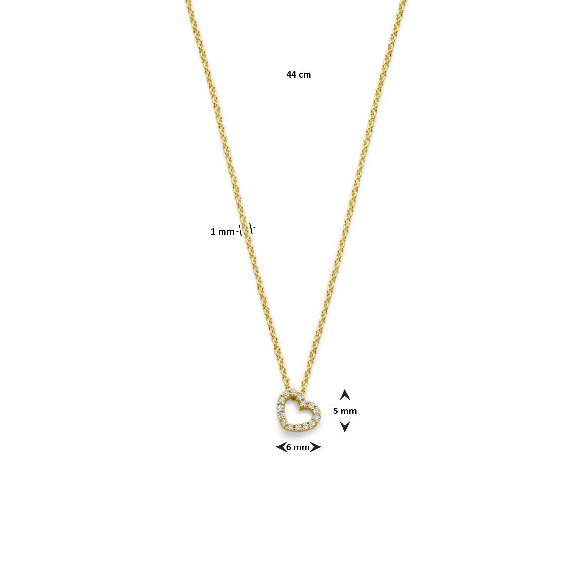 Fantasy Collection Collier hartje diamant 0.04ct h si 40 - 42 - 44 cm 14K geelgoud