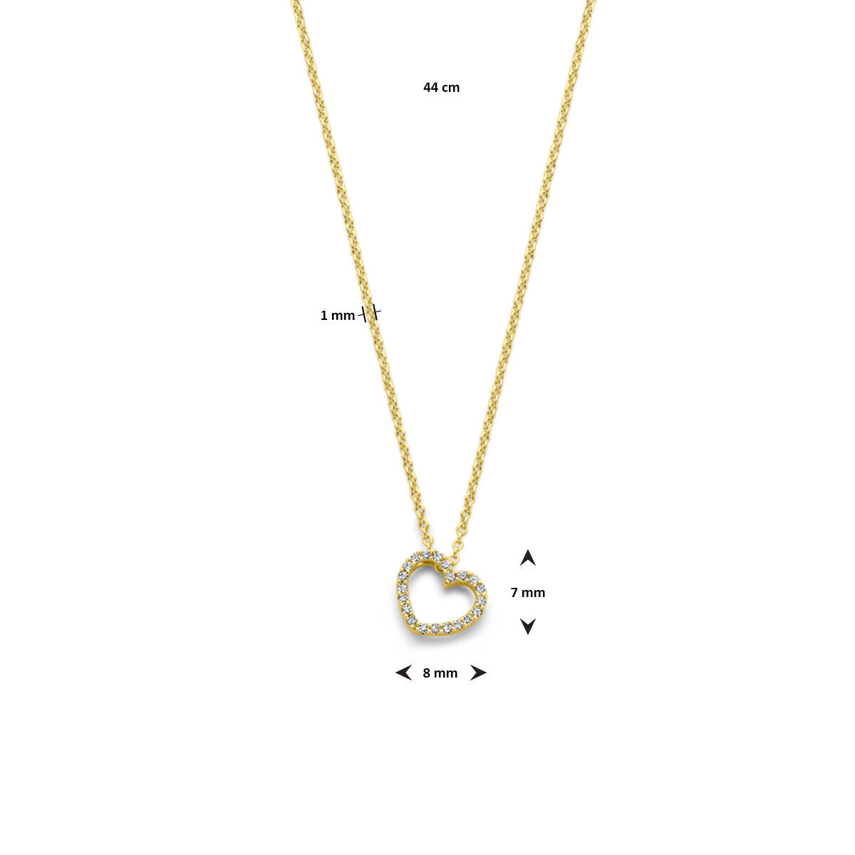 Fantasy Collection Collier hartje diamant 0.06ct h si 40 - 42 - 44 cm 14K geelgoud