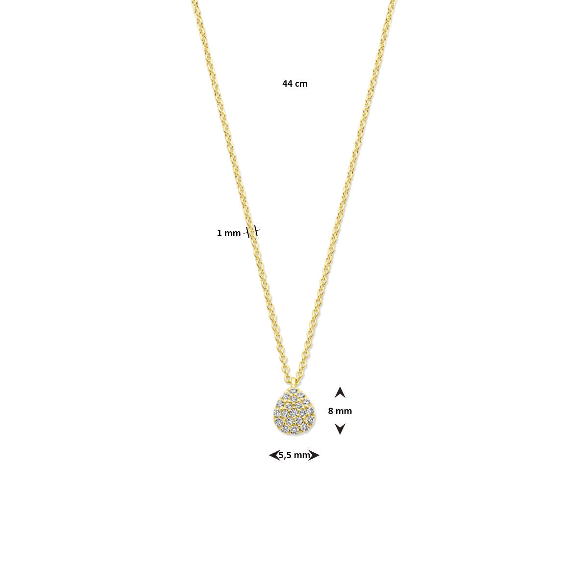 Fantasy Collection Collier druppel diamant 0.10ct h si 40 - 42 - 44 cm 14K geelgoud