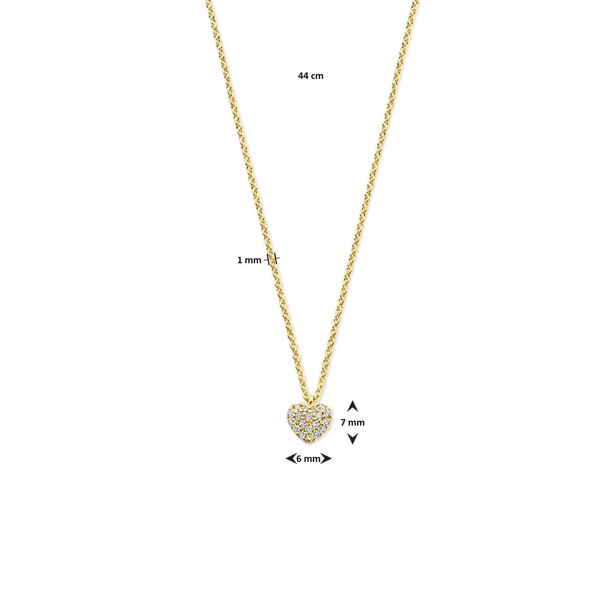 Fantasy Collection Collier hartje diamant 0.09ct h si 40 - 42 - 44 cm 14K geelgoud
