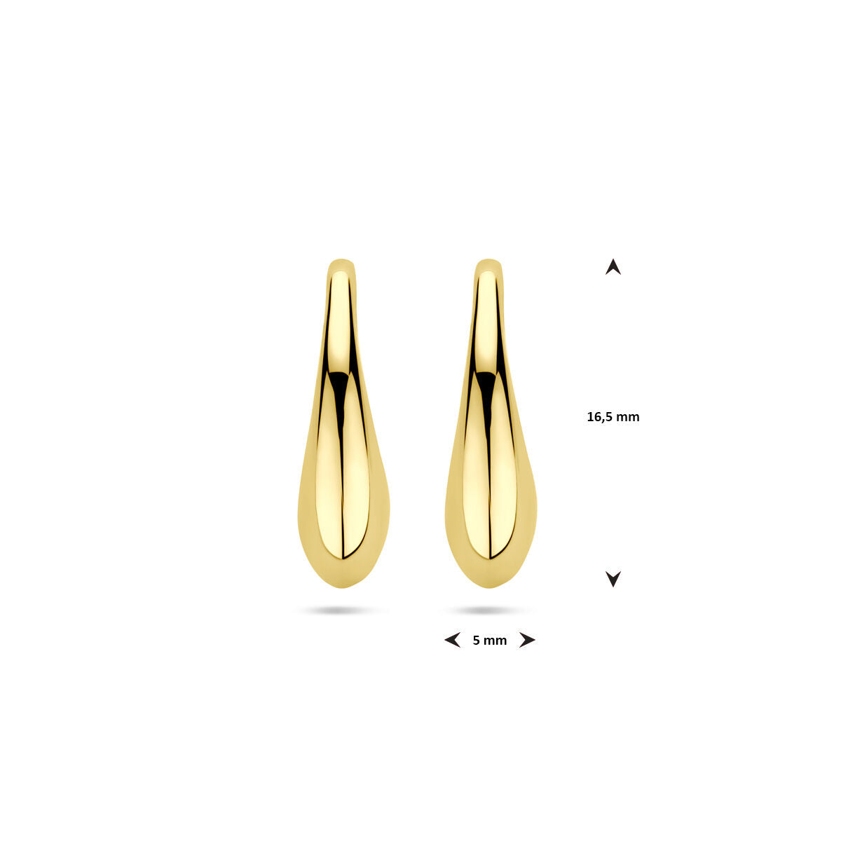 Fantasy Collection Oorbellen druppel franse haak 16,5 mm 14K geelgoud