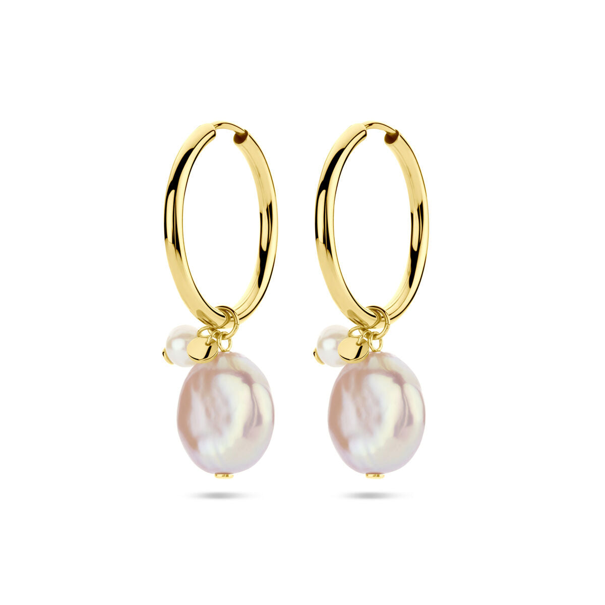 Fantasy Collection Oorbellen keshi en parel 36 mm 14K geelgoud
