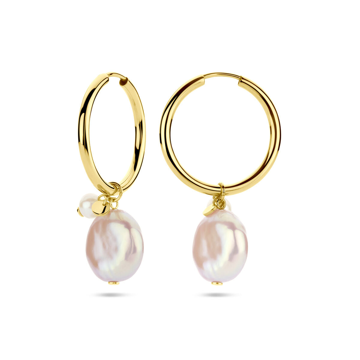 Fantasy Collection Oorbellen keshi en parel 36 mm 14K geelgoud