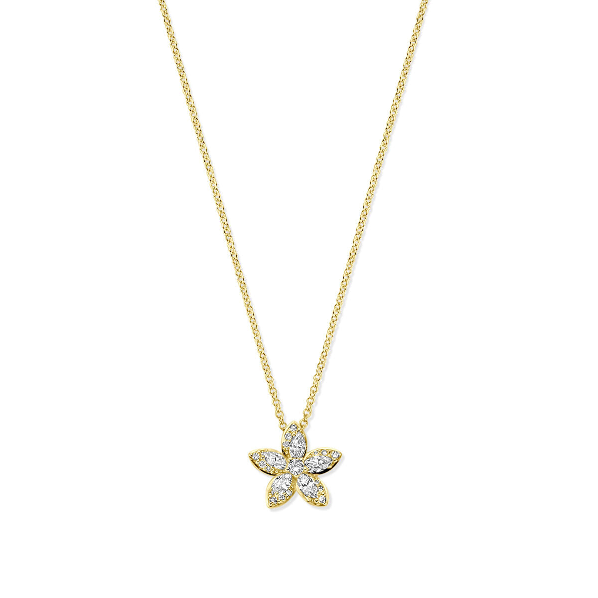 Fantasy Collection Collier bloem diamant 0.42ct h si 41 - 43 - 45 cm 14K geelgoud
