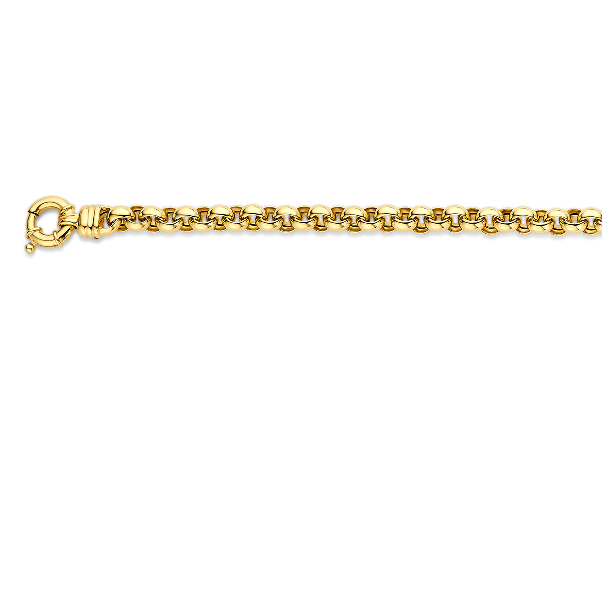 Ketting Jasseron 7,0 mm met groot veerslot 14K geelgoud