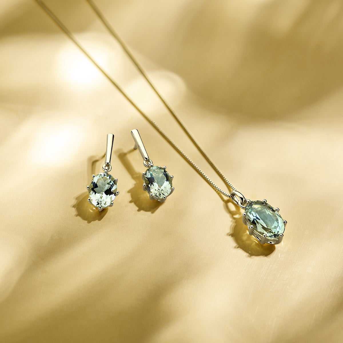 Hanger groen amethist 20 mm 14K geelgoud