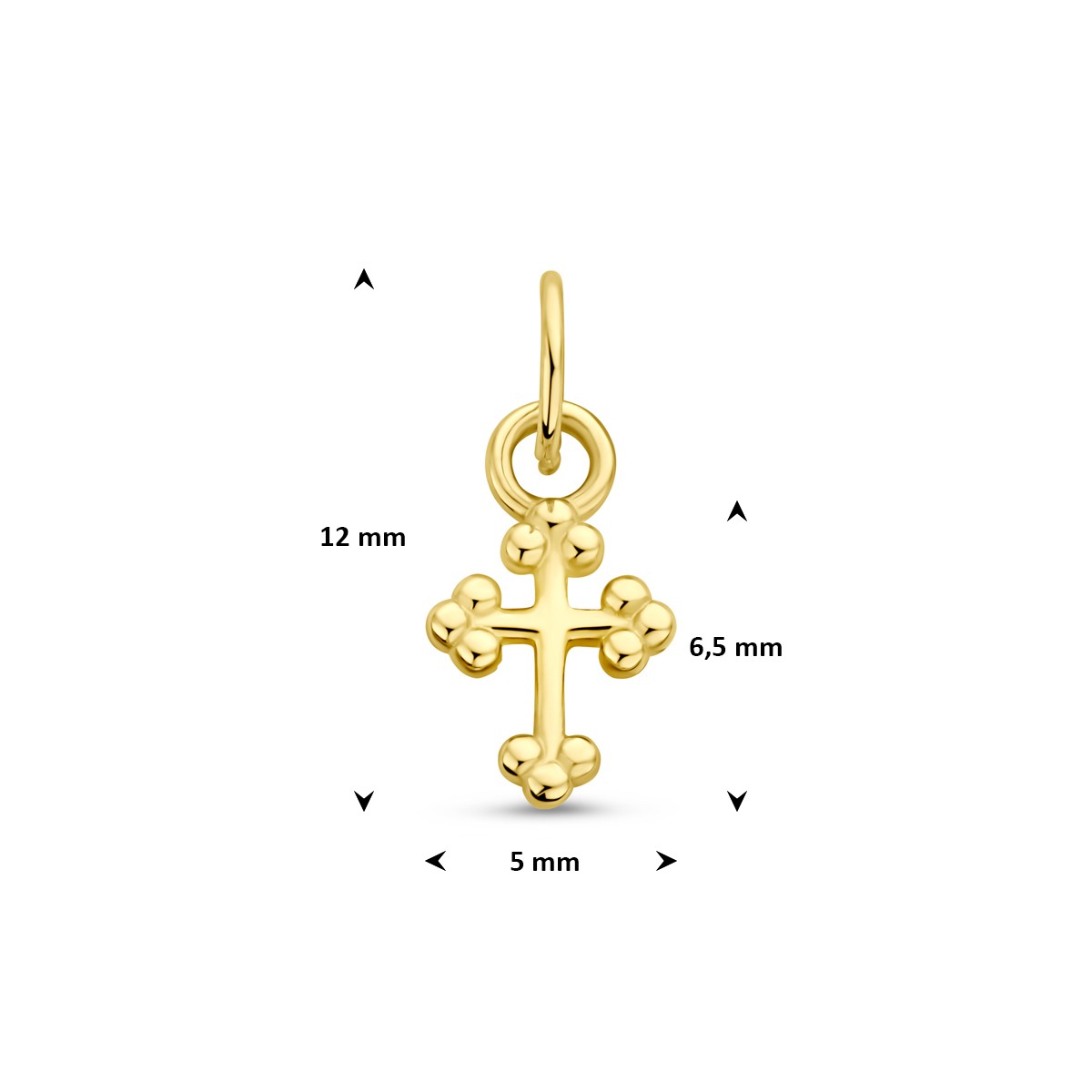 Hanger kruis 6,5 mm 14K geelgoud