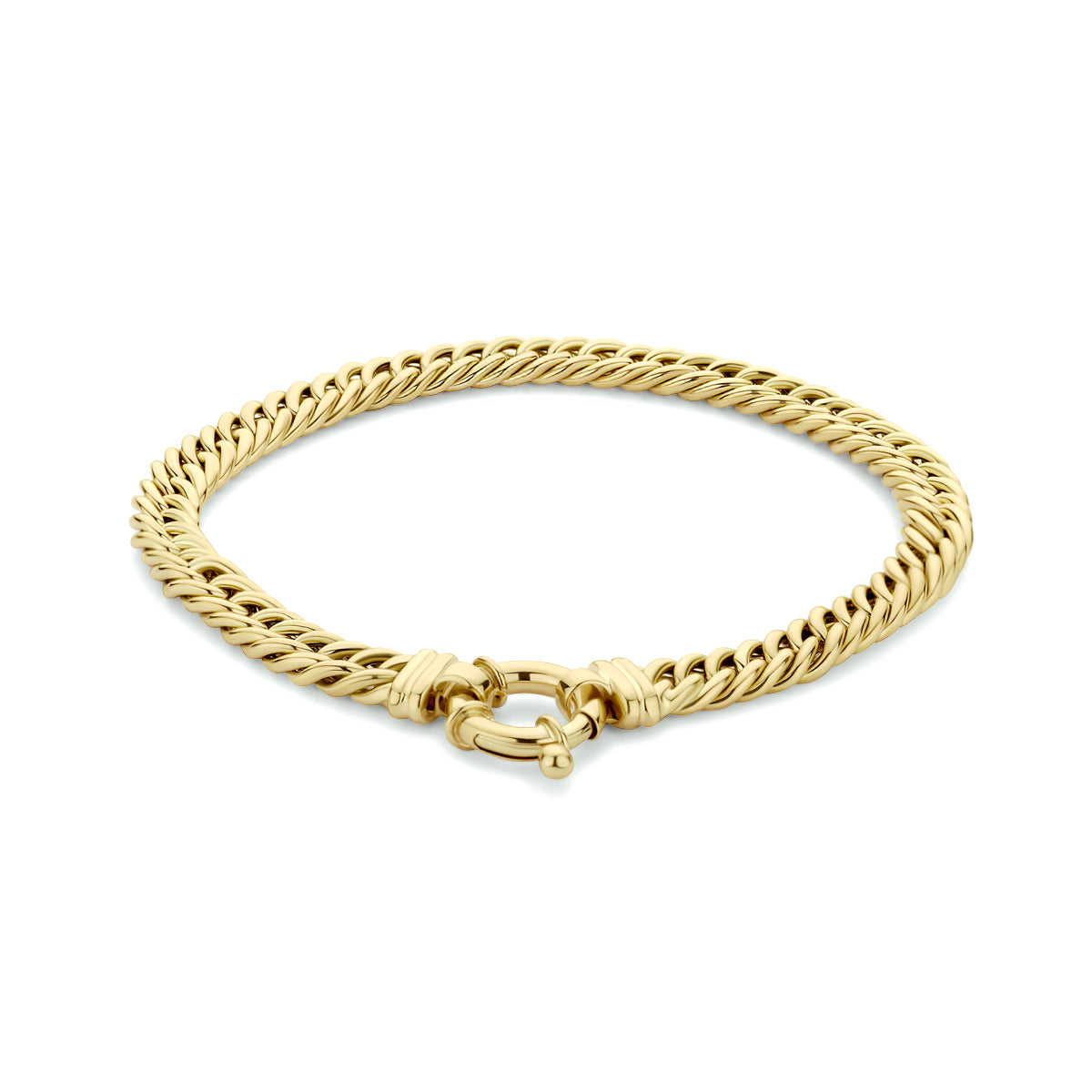 Armband gourmette groot veerslot 5,8 mm 17 cm 14K geelgoud