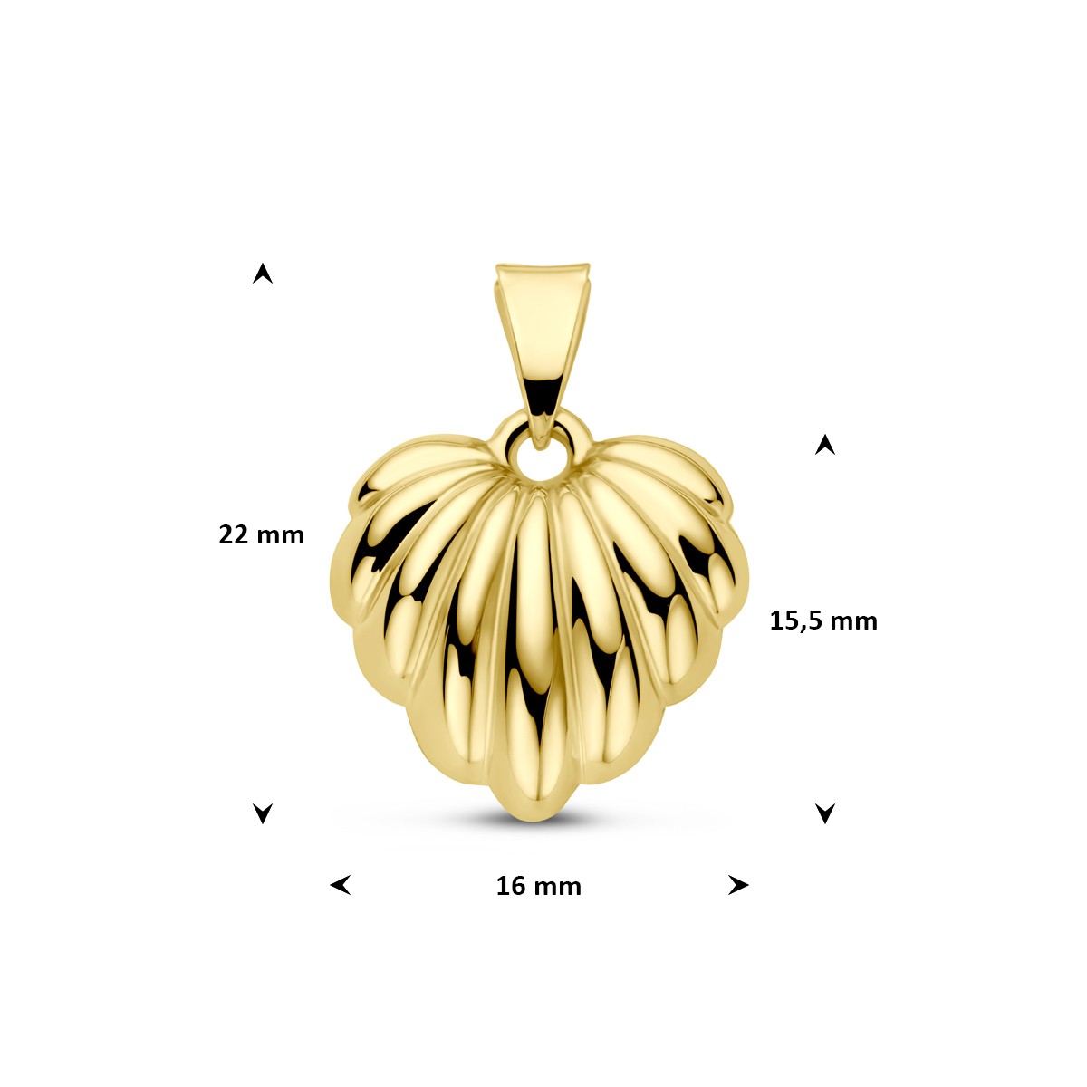 Hanger hart 22 mm 14K geelgoud