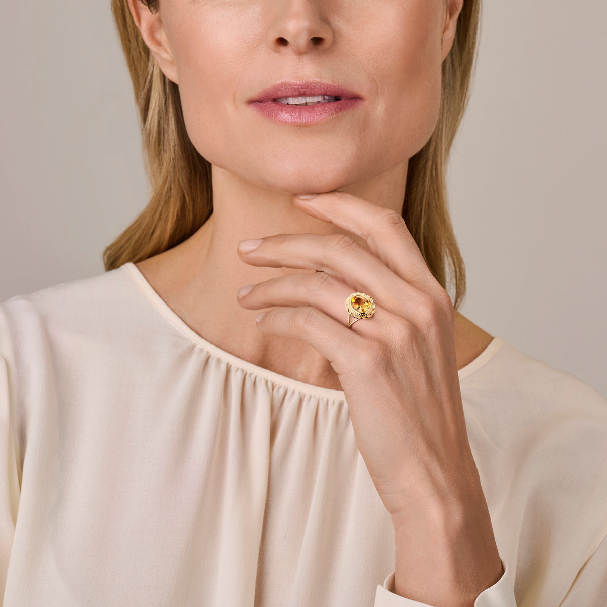Ring citrien 14K geelgoud