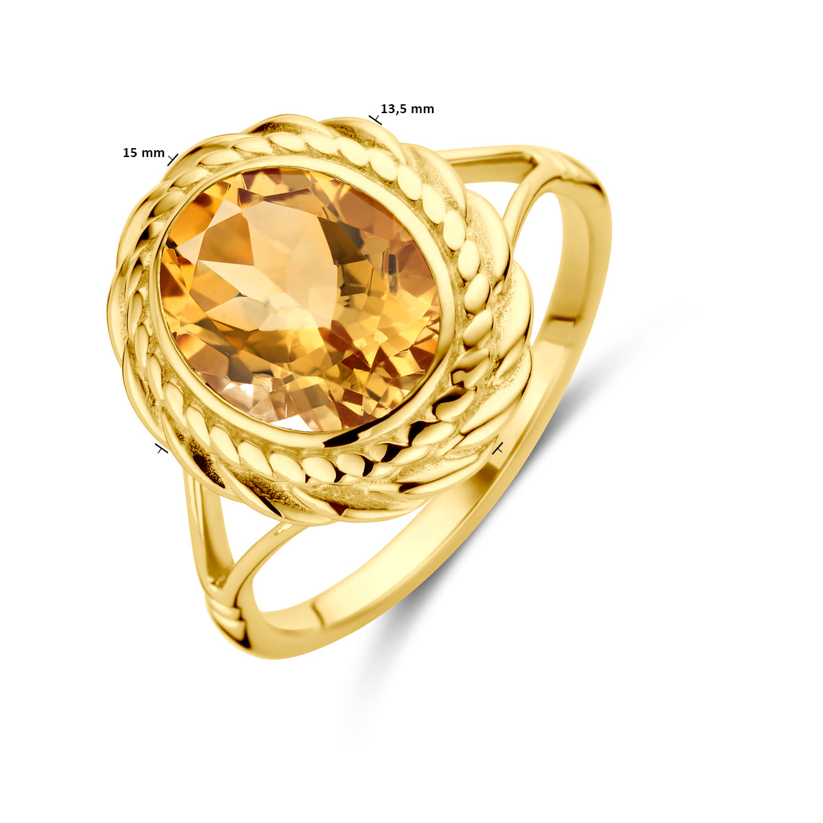 Ring citrien 14K geelgoud