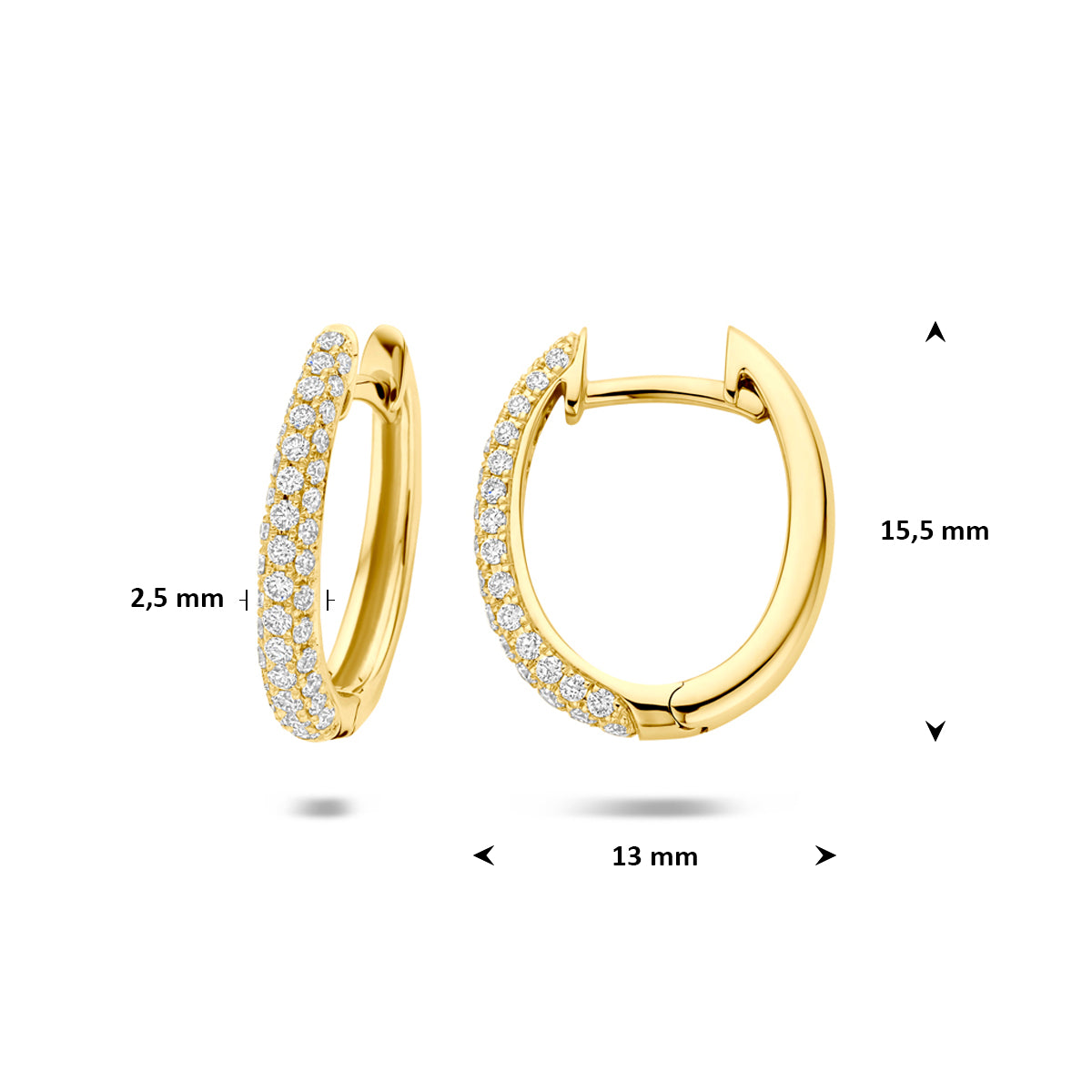 Fantasy Collection Klapoorringen diamant 14K geelgoud 0.38ct (2x 0.19ct) h si 15,5 mm - afbeelding 4