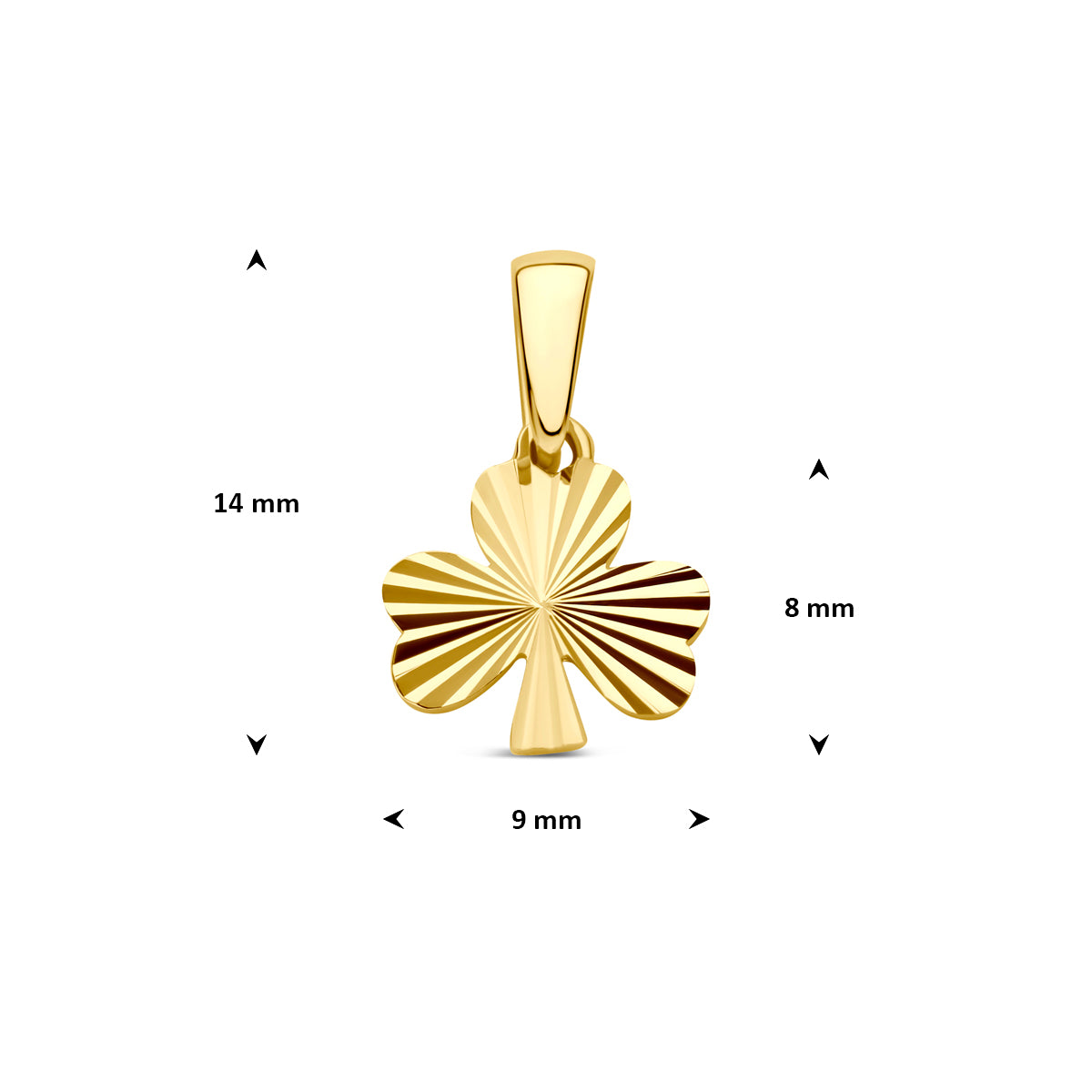 Fantasy Collection Hanger klaver gediamanteerd 14K geelgoud 8 mm - afbeelding 4