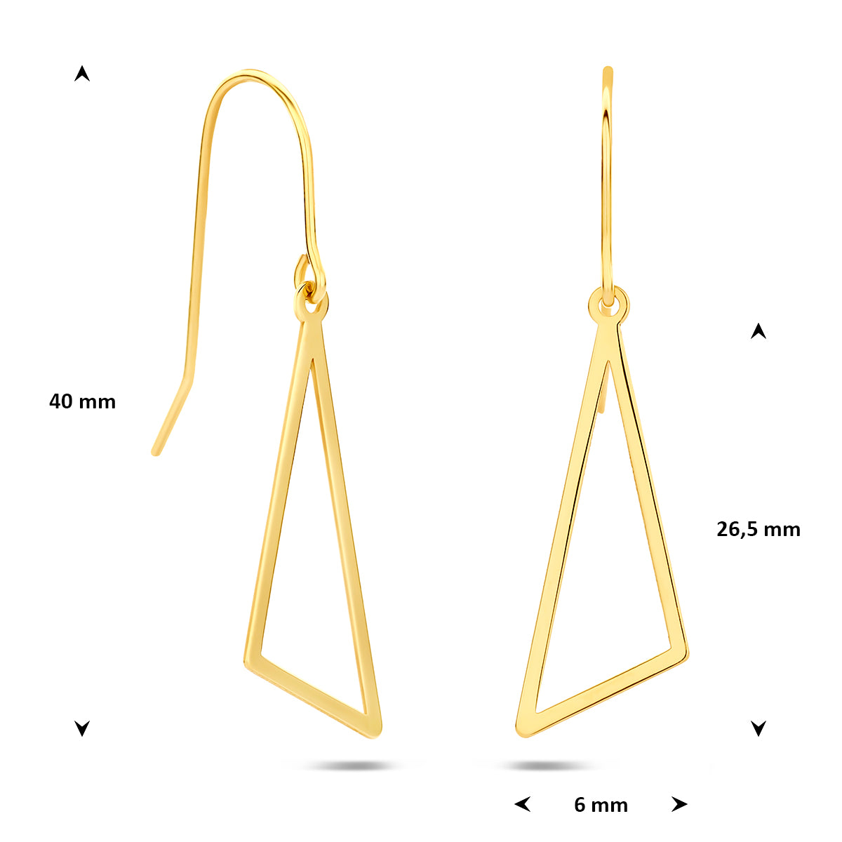 Fantasy Collection Oorhangers driehoek franse haak 14K geelgoud 26,5 mm - afbeelding 4