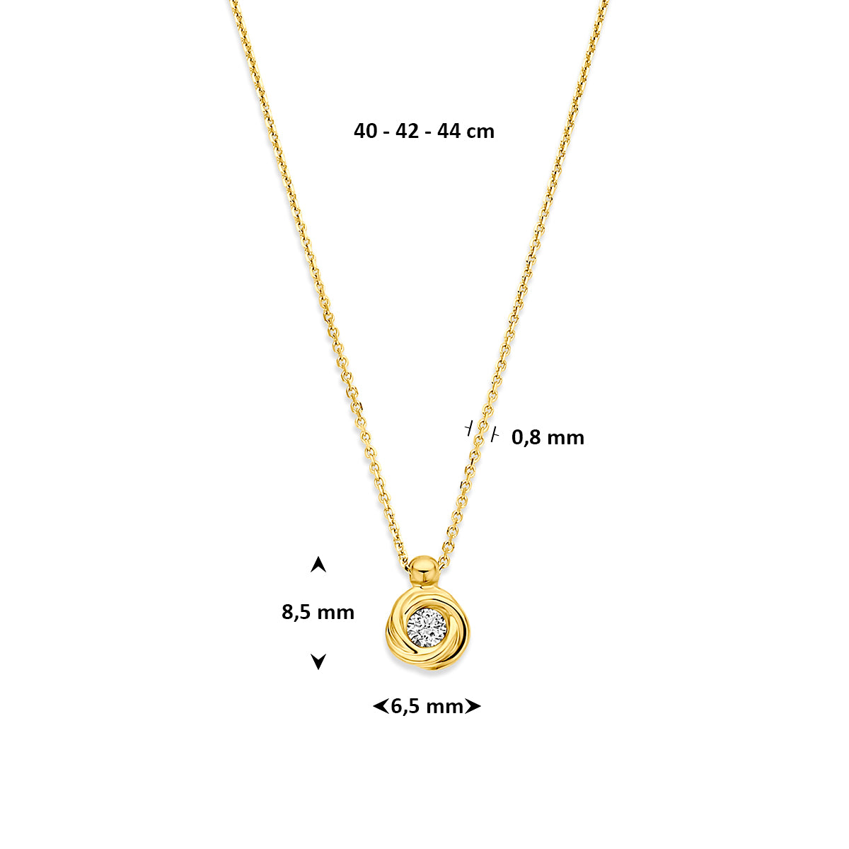 Fantasy Collection Collier lab grown diamant 14K geelgoud 0.1ct g vs 40 - 42 - 44 cm - afbeelding 4