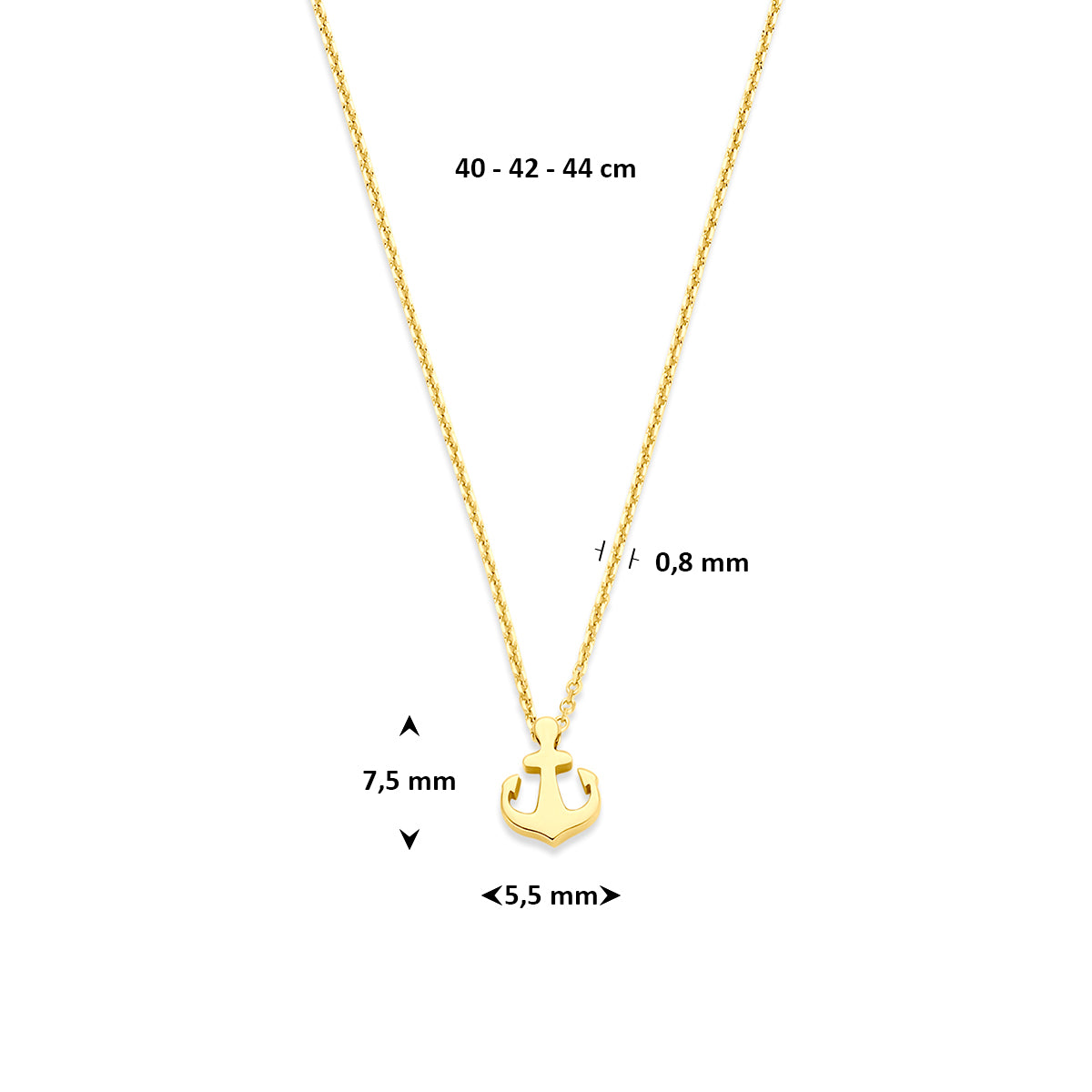 Fantasy Collection Collier anker 14K geelgoud 40 - 42 - 44 cm - afbeelding 4