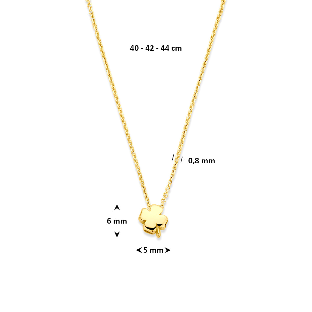 Fantasy Collection Collier klaver 14K geelgoud 40 - 42 - 44 cm - afbeelding 4