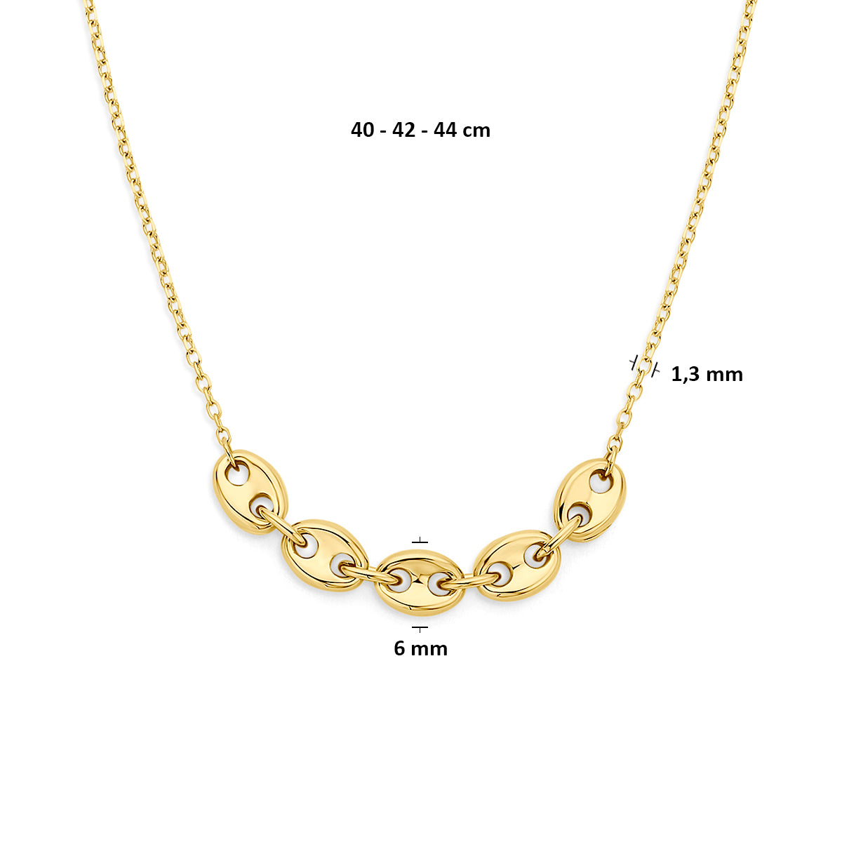 Fantasy Collection Collier koffieboon 14K geelgoud 40 - 42 - 44 cm - afbeelding 4