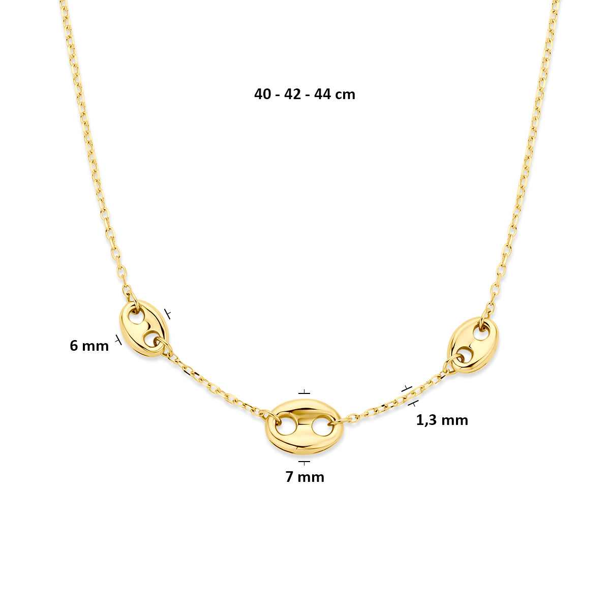 Fantasy Collection Collier koffieboon 14K geelgoud 40 - 42 - 44 cm - afbeelding 4