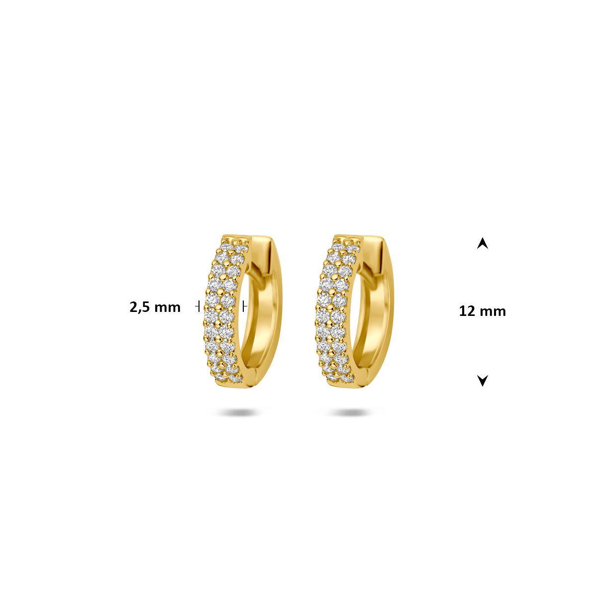 Fantasy Collection Klapoorringen rond zirkonia 14K geelgoud 12 mm - afbeelding 4