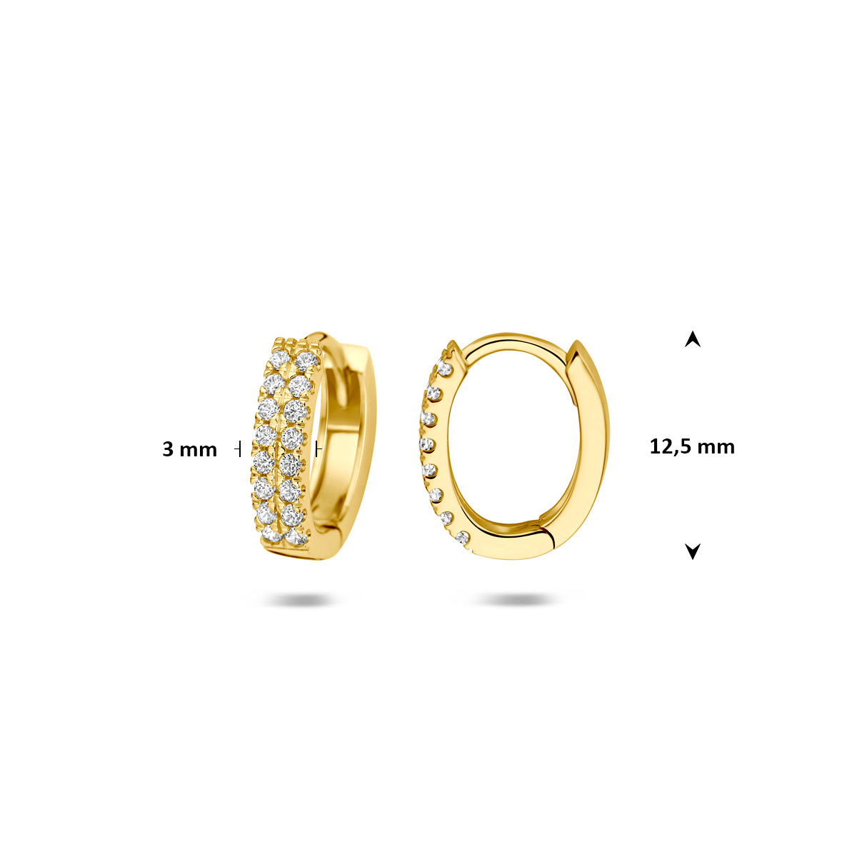 Fantasy Collection Klapoorringen ovaal zirkonia 14K geelgoud 12 mm - afbeelding 4