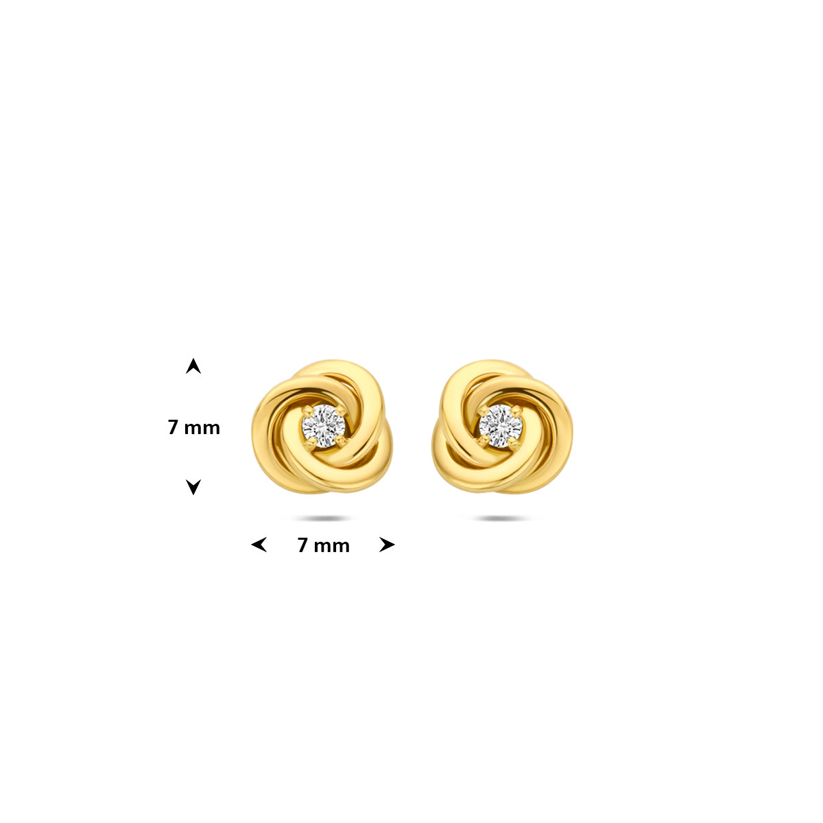 Oorknoppen lab grown diamant 0.07ct (2x 0.035ct) f vs 14K geelgoud 7 mm