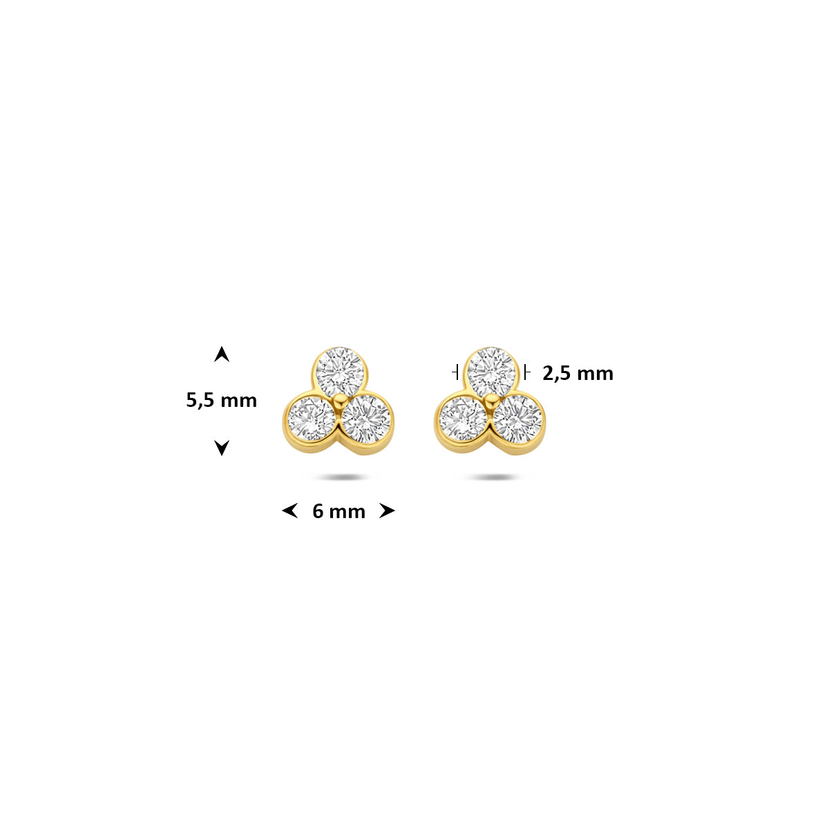 Oorknoppen lab grown diamant 0.52ct (2x 0.26ct) f vs 14K geelgoud 5,5 mm