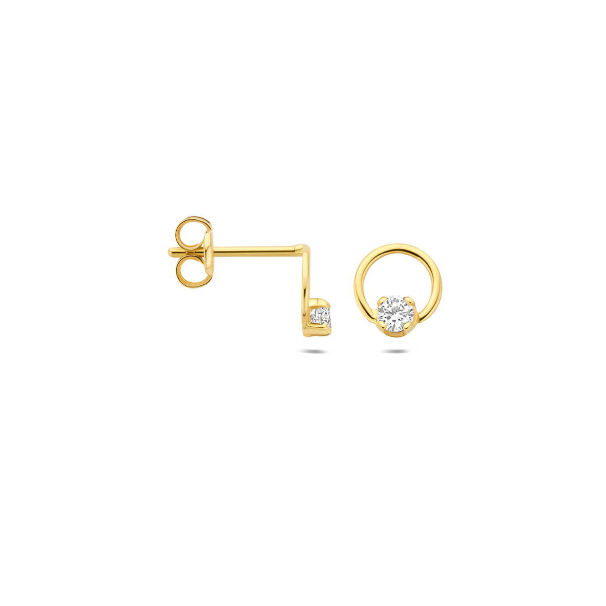 Oorknoppen lab grown diamant 0.13ct (2x 0.065ct) f vs 14K geelgoud 6,5 mm