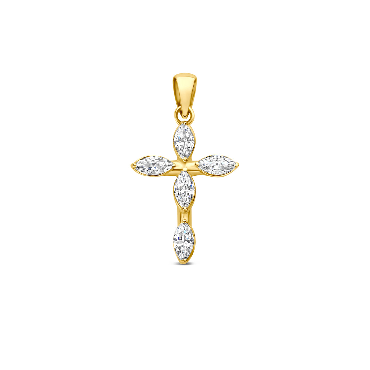 Fantasy Collection Hanger kruis zirkonia 14K geelgoud 14,5 mm