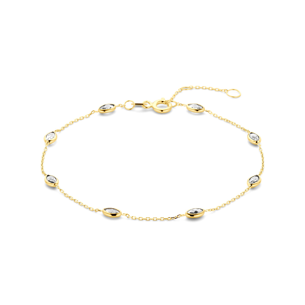 Armband zirkonia 16,5 - 17,5 - 18,5 cm 14K geelgoud