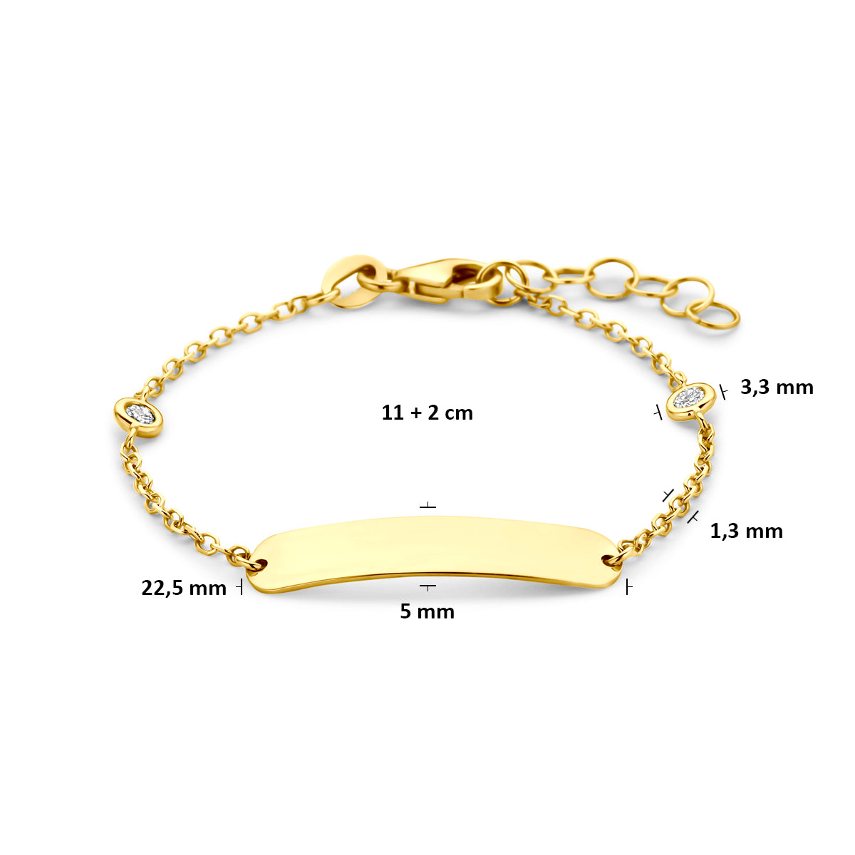 Fantasy Collection Graveerarmband lab grown diamant 14K geelgoud 0.10ct f vs 11 + 2 cm - afbeelding 3