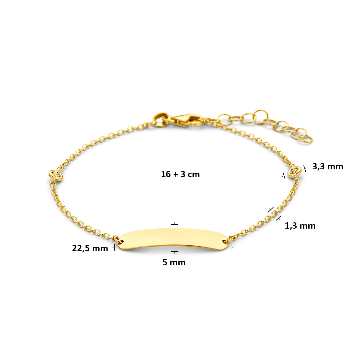 Fantasy Collection Graveerarmband lab grown diamant 14K geelgoud 0.10ct f vs 16 + 3 cm - afbeelding 3