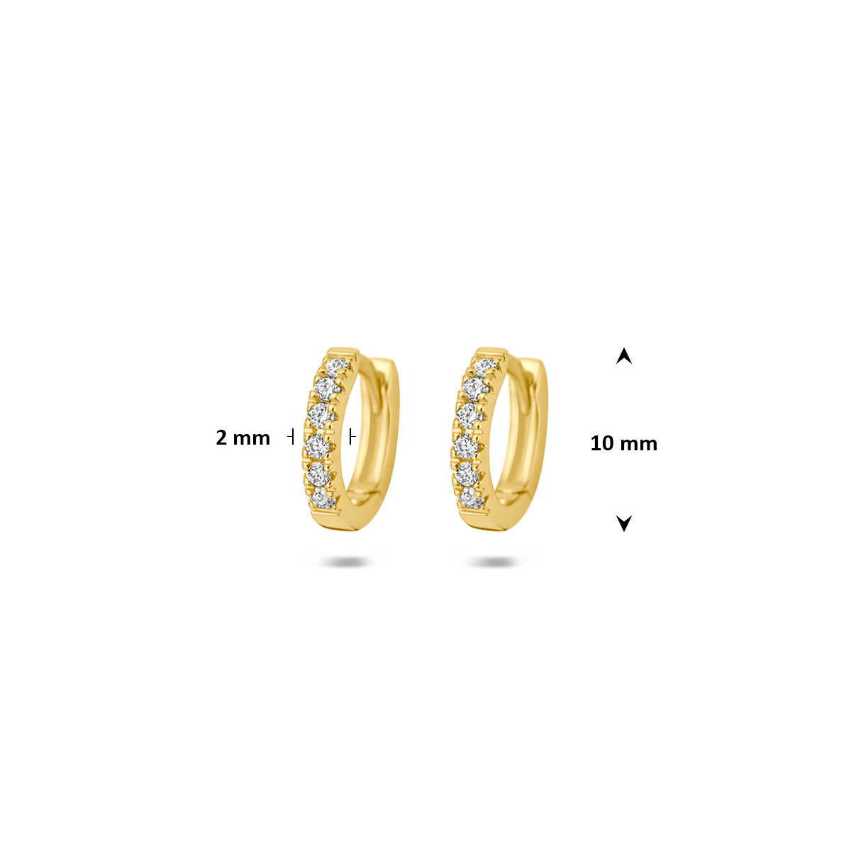 Fantasy Collection Klapoorringen rond lab grown diamant 14K geelgoud 0.12ct (2x 0.06ct) f vs 10 mm - afbeelding 4