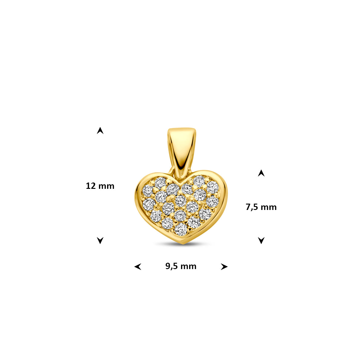 Fantasy Collection Hanger hartje lab grown diamant 14K geelgoud 0.19ct f vs 7,5 mm - afbeelding 4
