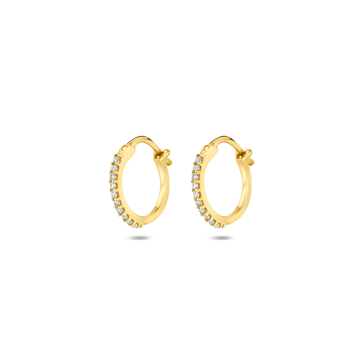 Fantasy Collection Oorringen zirkonia buis 14K geelgoud 1 mm