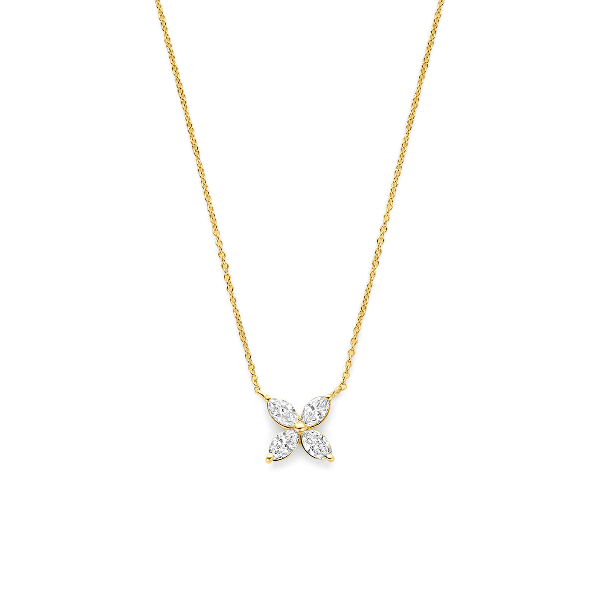 Fantasy Collection Collier bloem lab grown diamant 14K geelgoud 0.40ct g vs 41 - 43 - 45 cm
