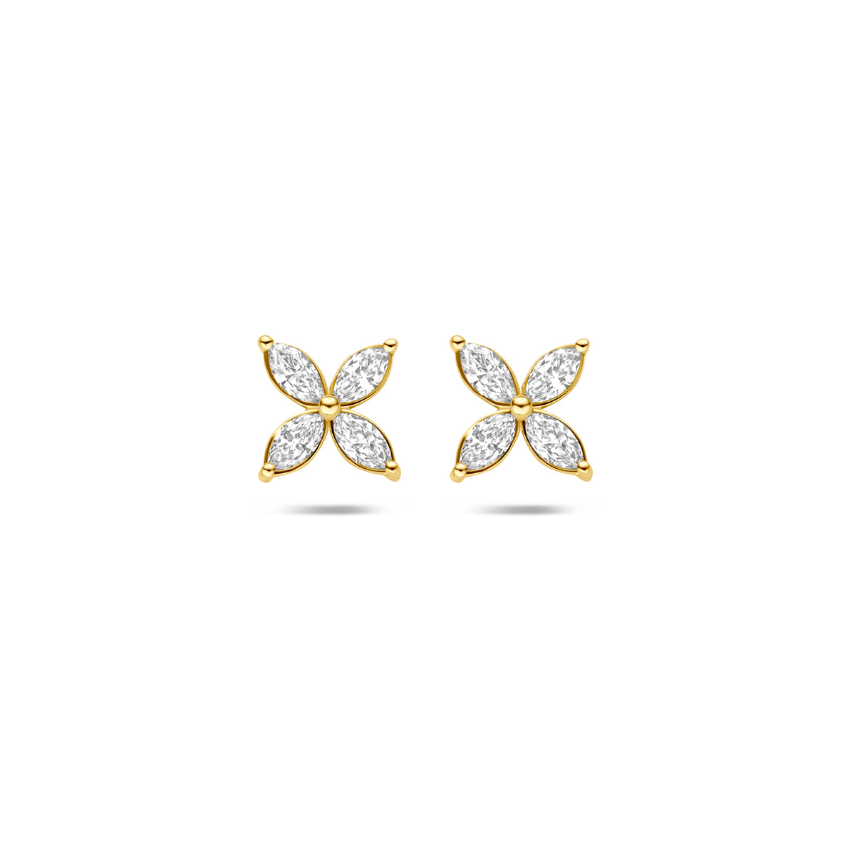 Fantasy Collection Oorknoppen bloem lab grown diamant 14K geelgoud 0.56ct (2x 0.28ct) f vs 7,5 mm